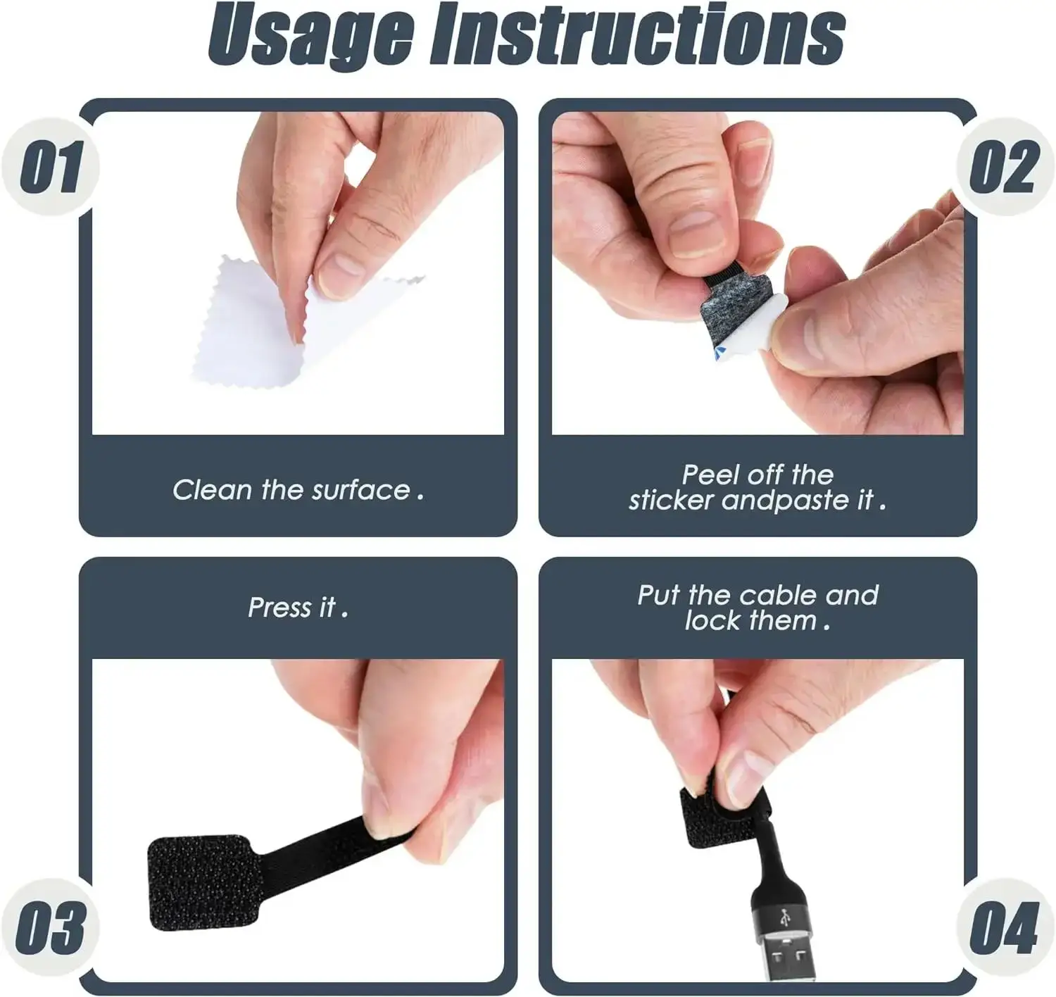 Reusable Self-Adhesive Velcro Cable Ties Power Cord Holder Adjustable Cord Storage Desktop Organizer Manager Velcro Ties New thumbnail 2