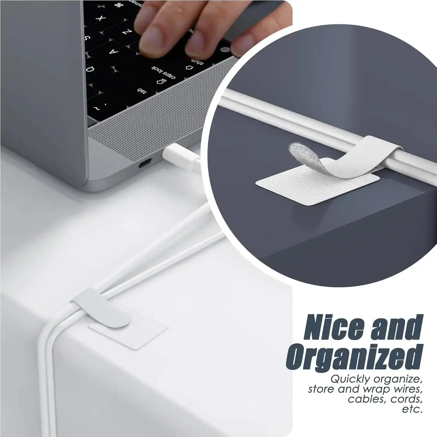 Reusable Self-Adhesive Velcro Cable Ties Power Cord Holder Adjustable Cord Storage Desktop Organizer Manager Velcro Ties New thumbnail 3