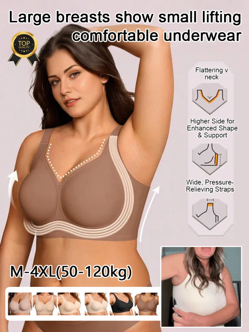 Women's Seamless Bra, Removable Pads Wireless Bralette, Comfortable Full-Coverage, Ideal for Daily Casual Wear Use