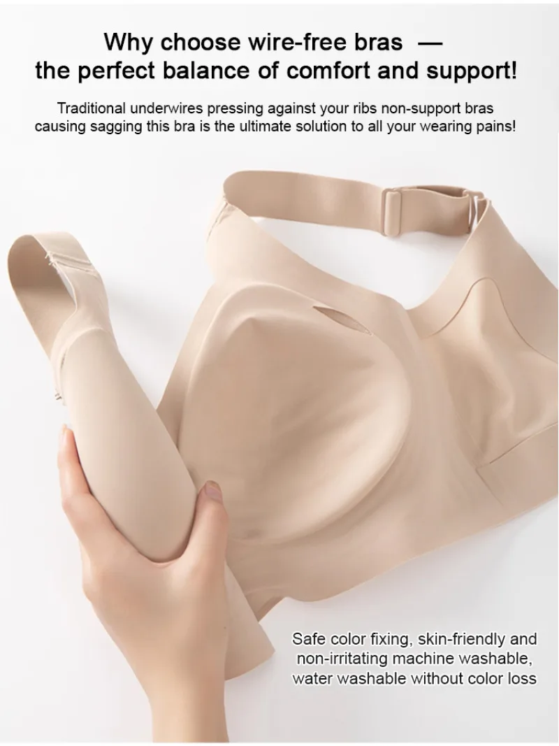 Women's Seamless Bra, Removable Pads Wireless Bralette, Comfortable Full-Coverage, Ideal for Daily Casual Wear Use thumbnail 5