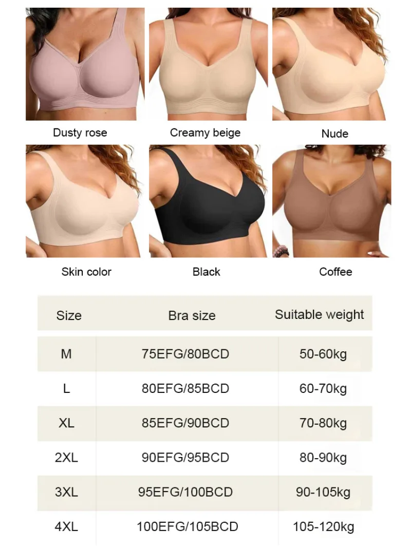 Women's Seamless Bra, Removable Pads Wireless Bralette, Comfortable Full-Coverage, Ideal for Daily Casual Wear Use thumbnail 6