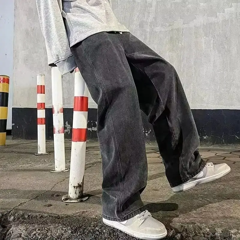 Spring and Autumn new American drawstring jeans for men, loose and versatile casual pants, trendy washed men's pants thumbnail 4
