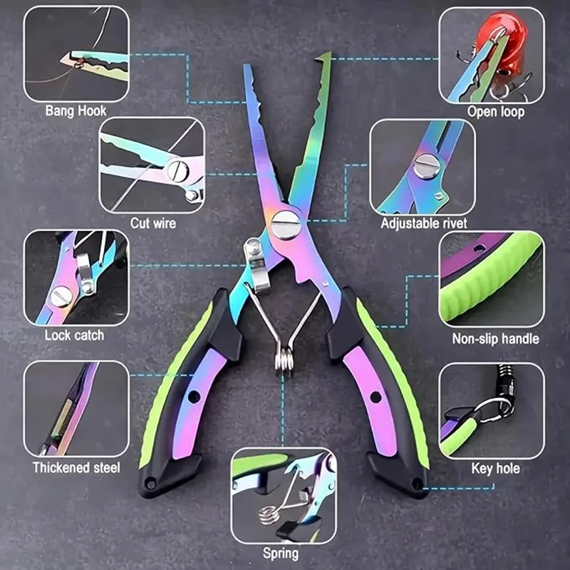 Multifunctional Fishing Pliers Stainless Steel Fishing Hook Remover Scissors Line Cutter Outdoor Fishing Tools thumbnail 5