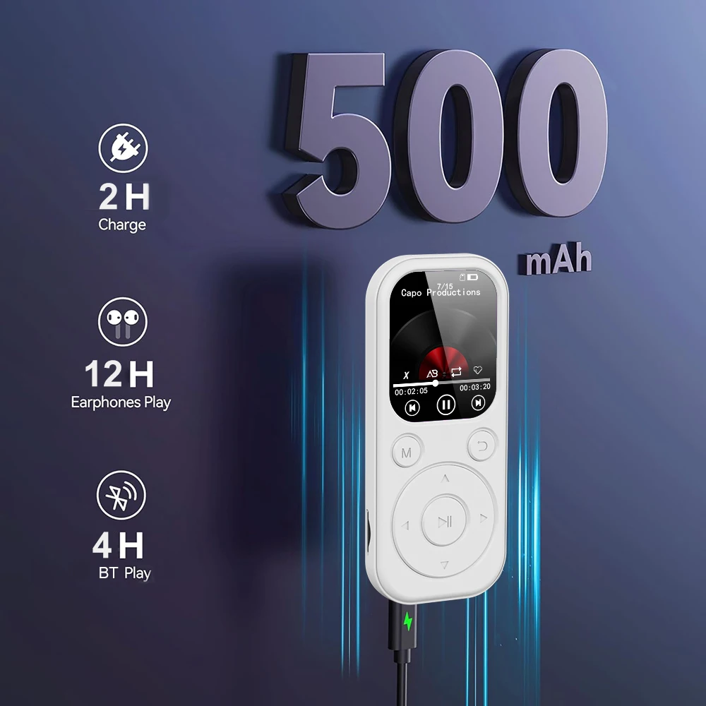 2026 New 1.8 inch Slim MP3 Player Bluetooth 5.4 — Portable Walkman, Compatible eBook Recording FM Radio Music Player thumbnail 3