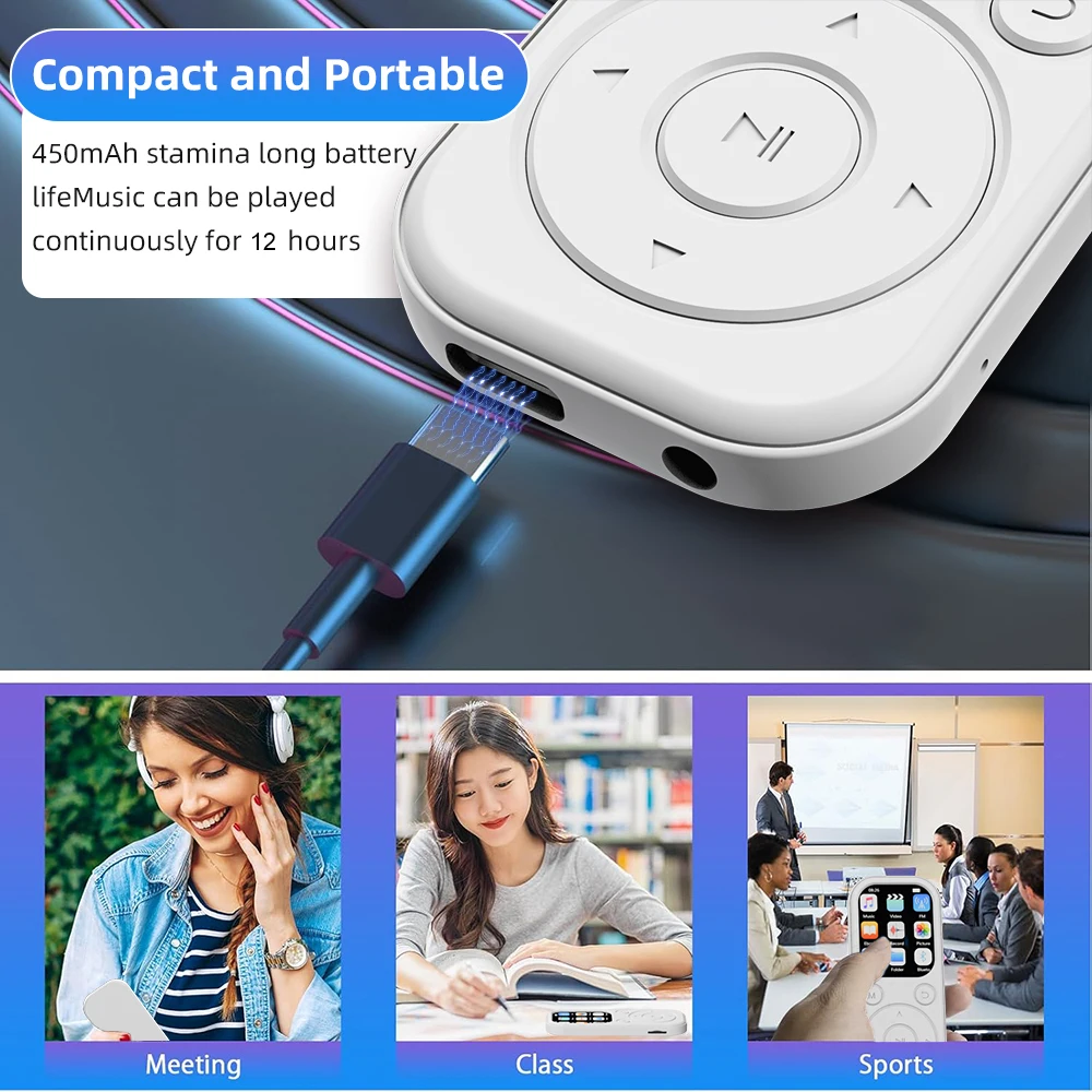 2026 New 1.8 inch Slim MP3 Player Bluetooth 5.4 — Portable Walkman, Compatible eBook Recording FM Radio Music Player thumbnail 6