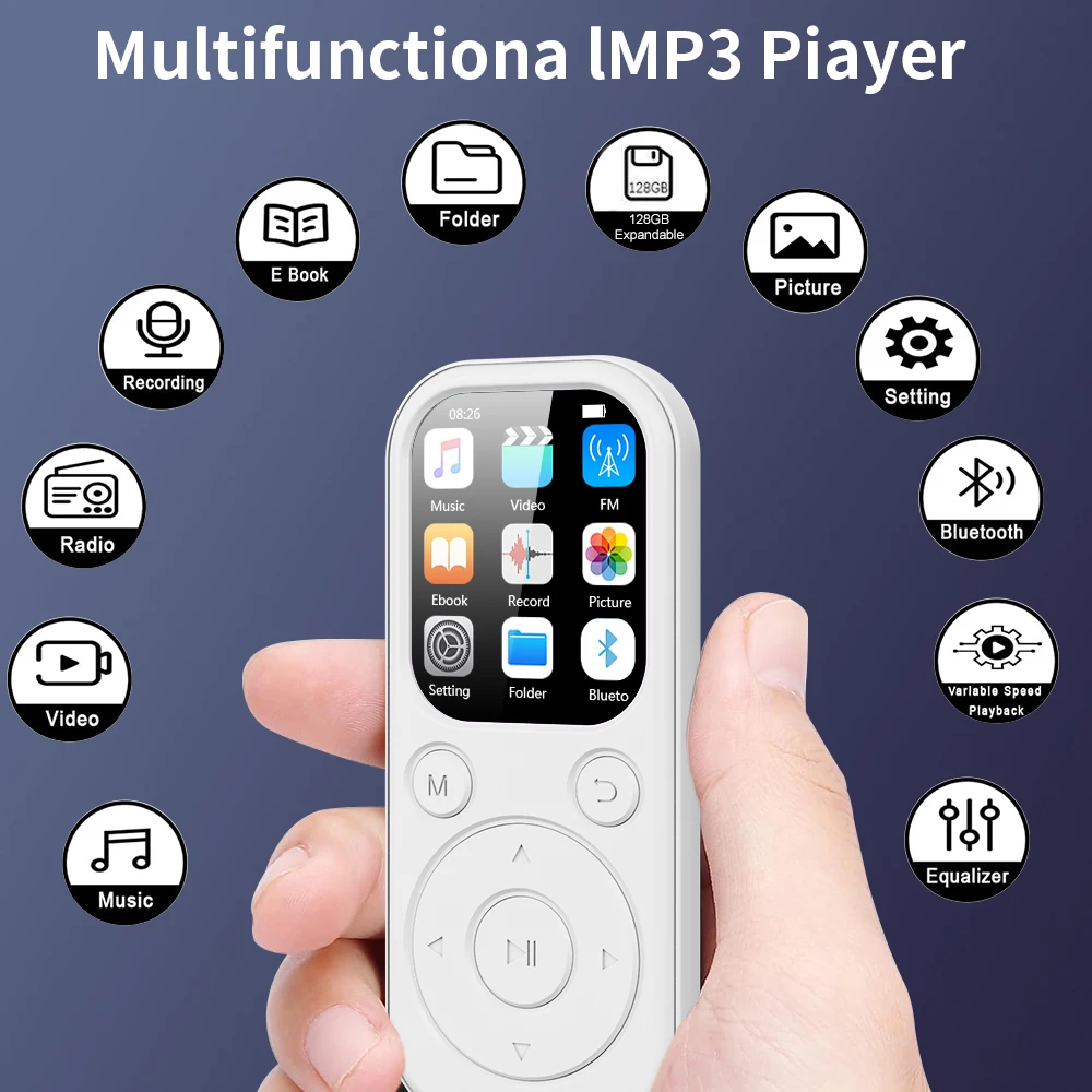2026 New 1.8 inch Slim MP3 Player Bluetooth 5.4 — Portable Walkman, Compatible eBook Recording FM Radio Music Player thumbnail 5