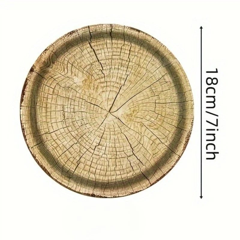 Wood Grain Disposable Dining Plate, Printed Thick Paper Plate, Suitable for Holiday Gatherings and Party Supplies thumbnail 2