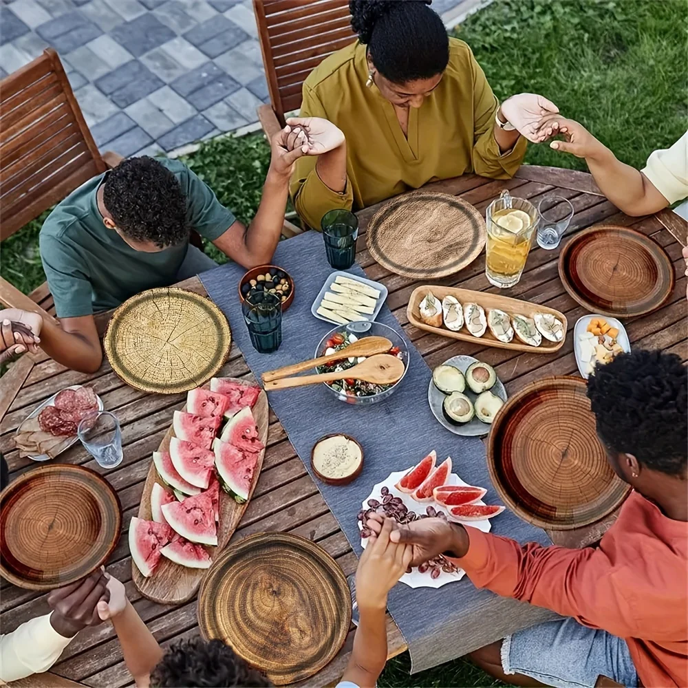 Wood Grain Disposable Dining Plate, Printed Thick Paper Plate, Suitable for Holiday Gatherings and Party Supplies thumbnail 4