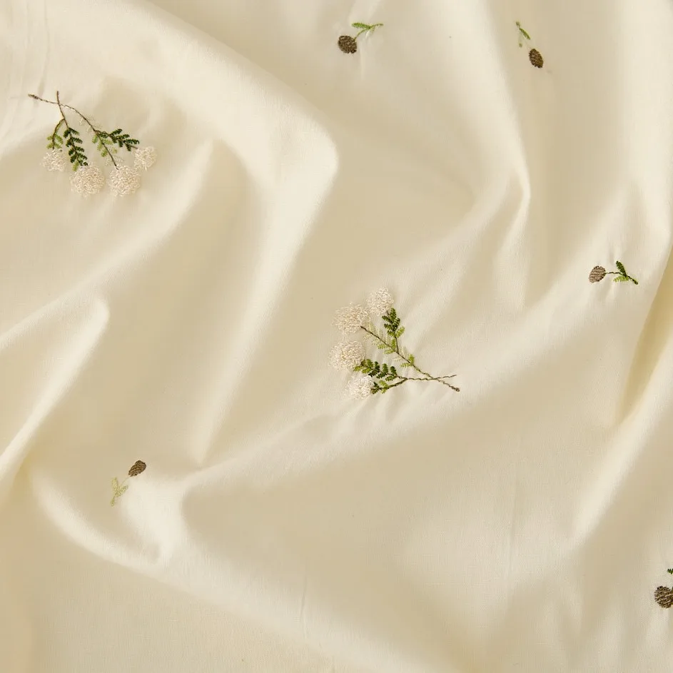 130x50cm Exquisite Beige Apricot Embroidery Flower Brocade Fabric, for Clothing Dress Making Deskcloths Sewing Cloth