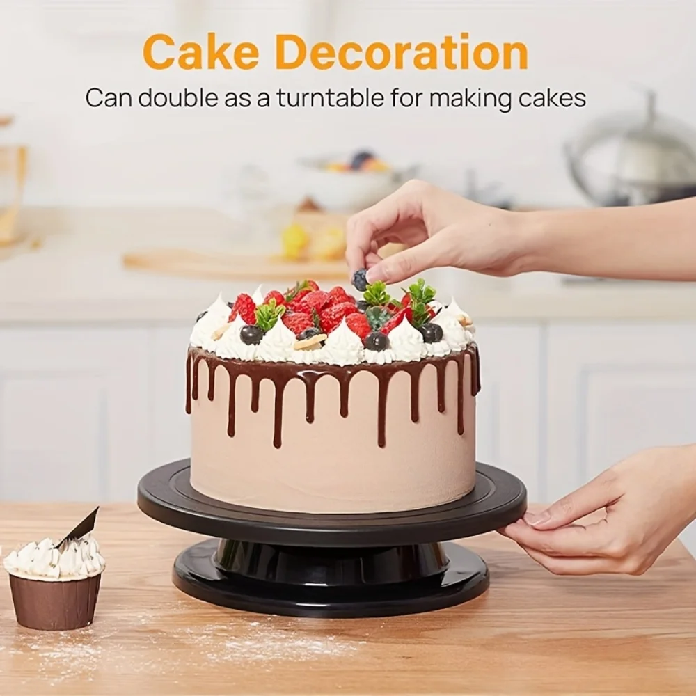 1/6pcs Cake Turntable Set Plastic Revolving Cake Decorating Stand Cake Icing Turntable includes 2 spatulas 3 icing spatulas thumbnail 5