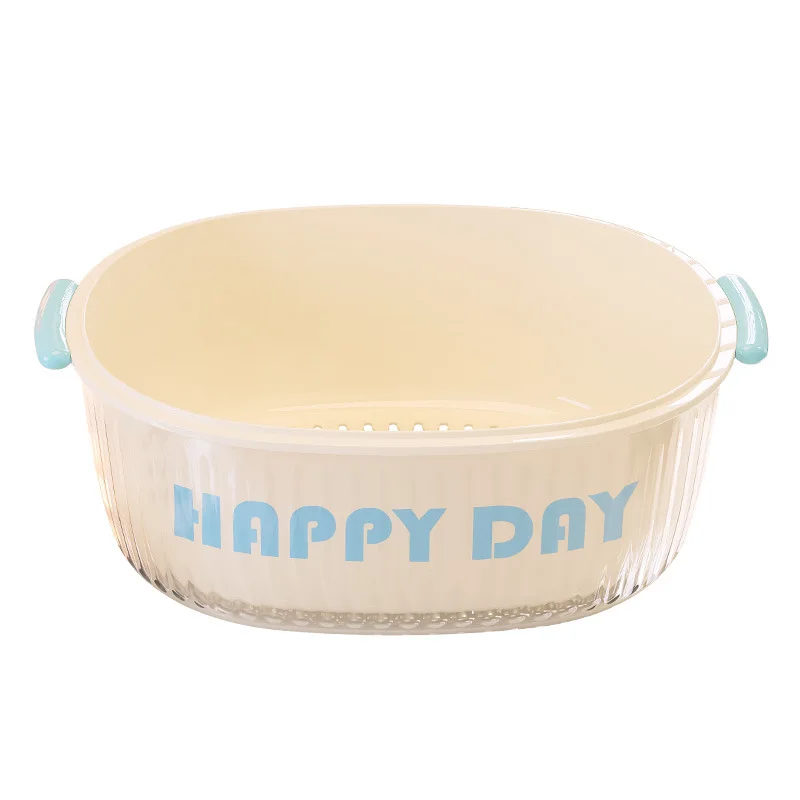Double Layered Vegetable Cleaning Basin, Drainage Basket Kitchen, Living Room Fruit Platter thumbnail 6