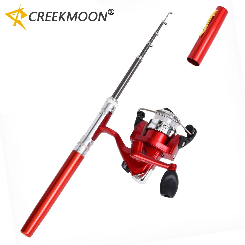 Telescopic Pocket Pen Design Fishing Rod & Reel Combo Set Mini Portable Spinning Kit for Ice Winter Fishing Outdoors Travel