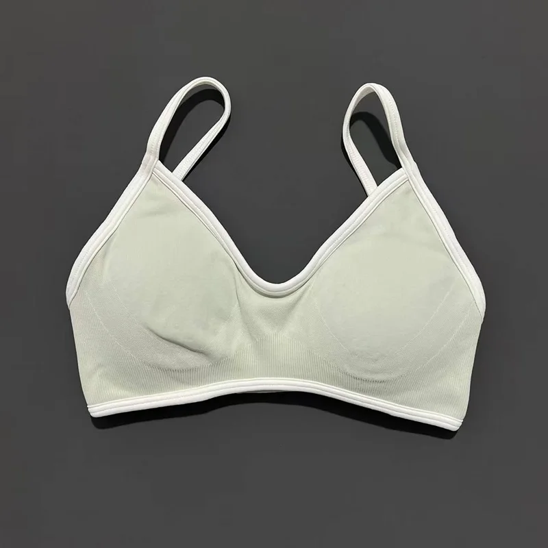 Contrastline Bra Women Backless Knitted Sports Bra Solid Color Gym Fitness Top With Chest Cushion Sexy Suspender Yoga Sports Bra thumbnail 6