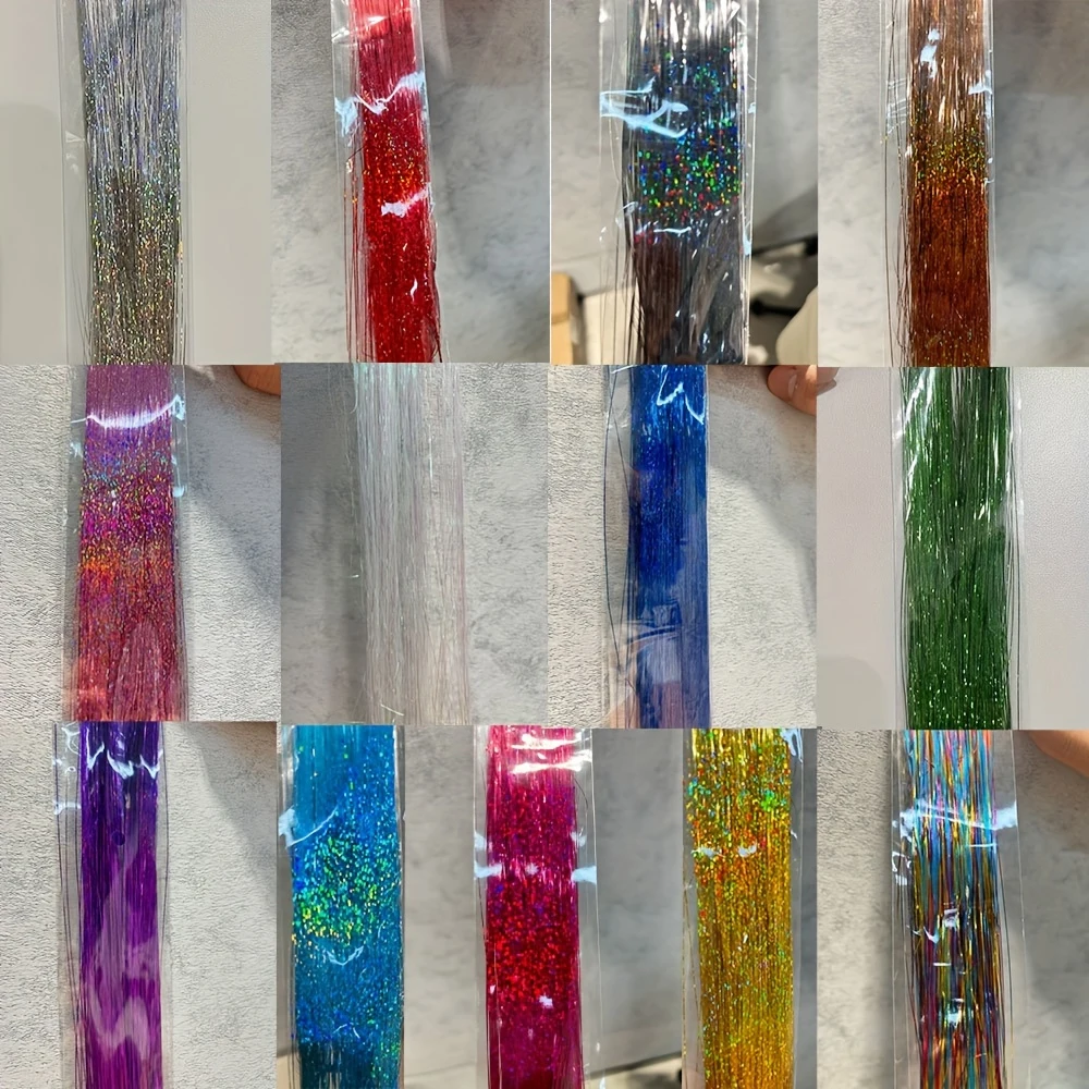 Hair Tinsel Kit 13 Colors Sparkling Hair Extensions Heat-resistant Colored Hair Accessories Perfect for Parties and Holidays Fai thumbnail 6