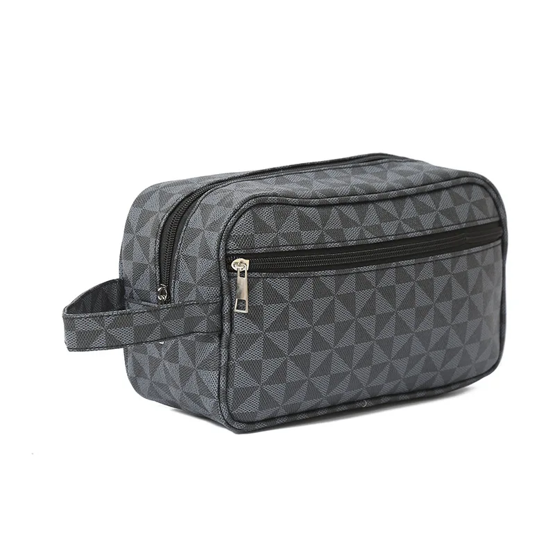 Men's Large Capacity Casual Fashion Print Handbag Portable Diamond Pattern Leather Bag Leisure Travel Handheld Tote Bag thumbnail 5