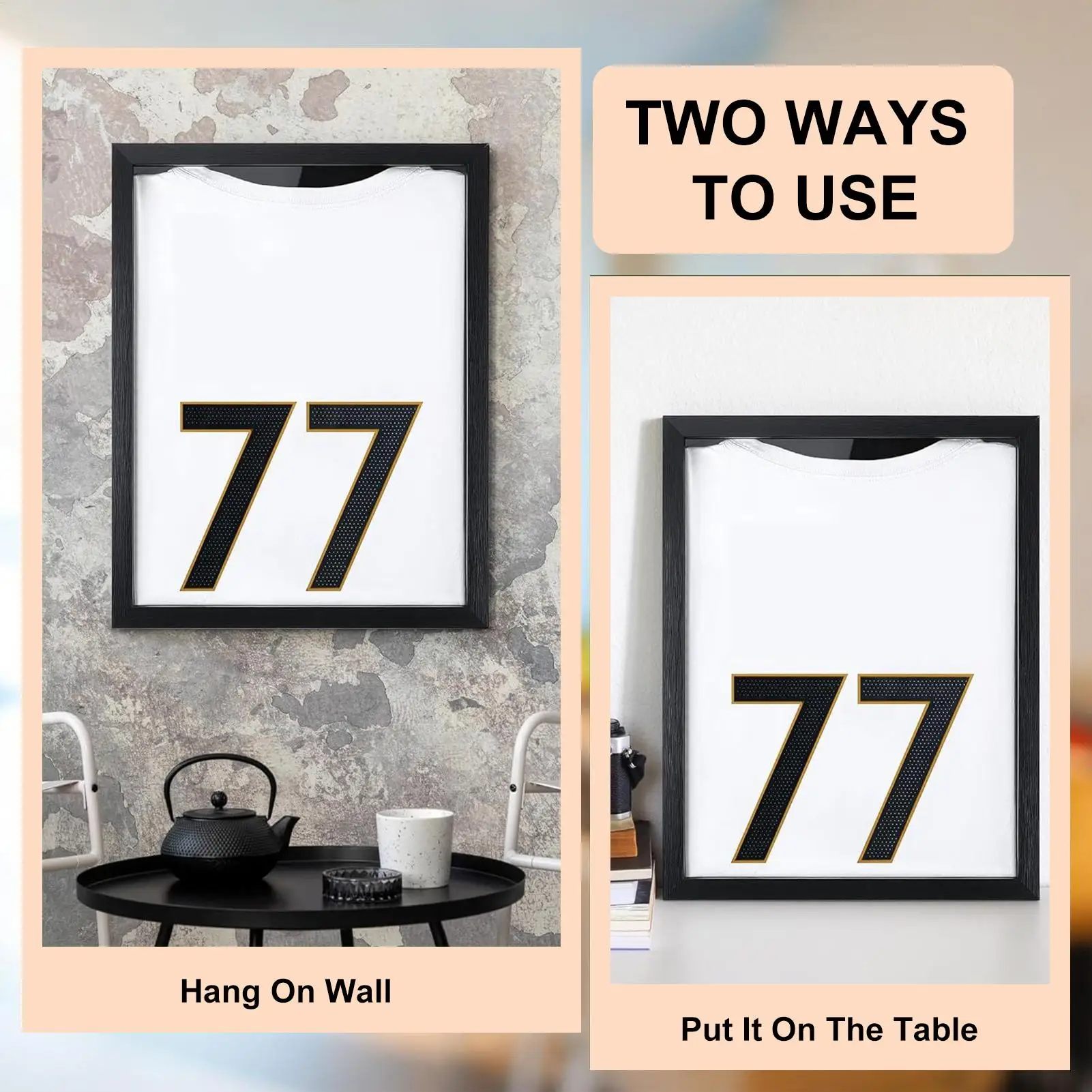 Sports Shirt Display Case Wooden Sports Shirt Shadow Case for Wall UV Protection Sportswear Box for Home Shelf Basketball thumbnail 6