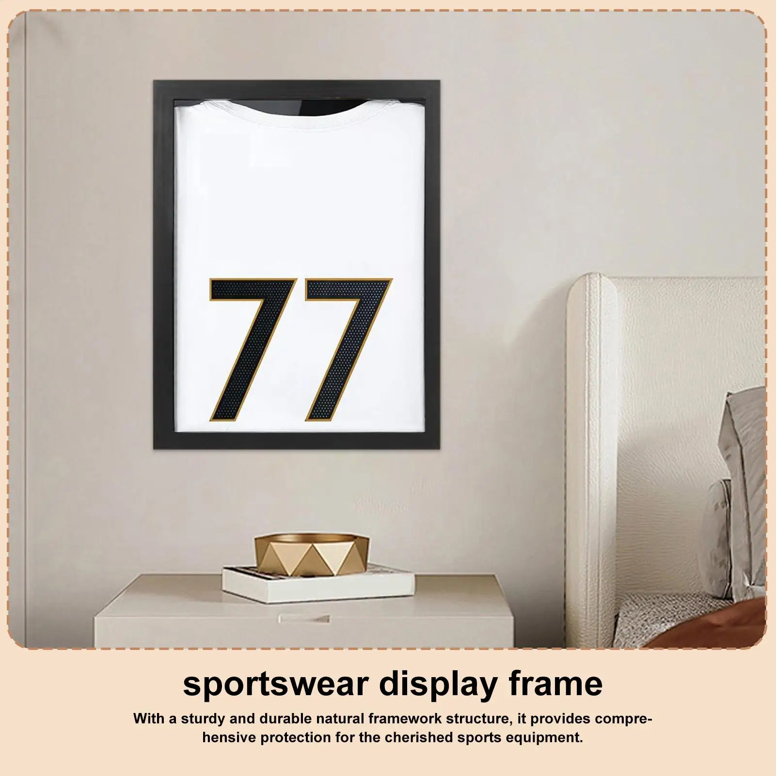 Sports Shirt Display Case Wooden Sports Shirt Shadow Case for Wall UV Protection Sportswear Box for Home Shelf Basketball thumbnail 4