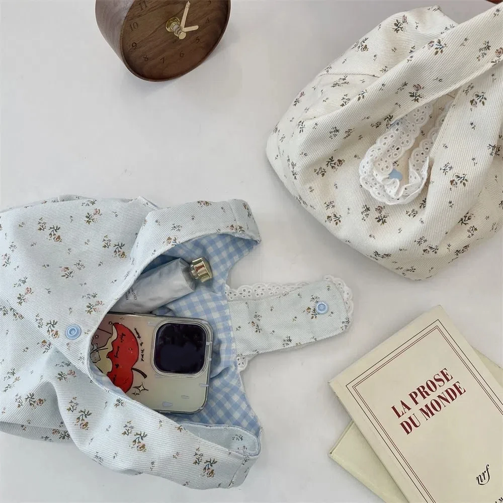 Purse Fresh Floral Wrist Bag Small Tote Bag Large Capacity Spring Outing Handbag Korean Style Women Shoulder Bag Lunch Bag thumbnail 2