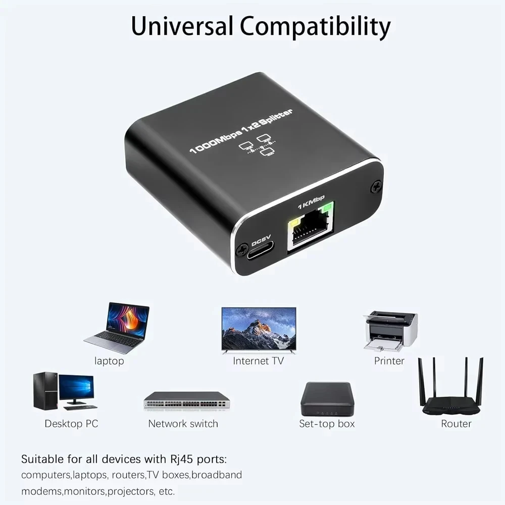 Gigabit 1000Mbps RJ45 Splitter 1 to 2 4 Ethernet Adapter Lan Connector Switch Coupler for PC Laptop TV Box Router Digital TV thumbnail 2