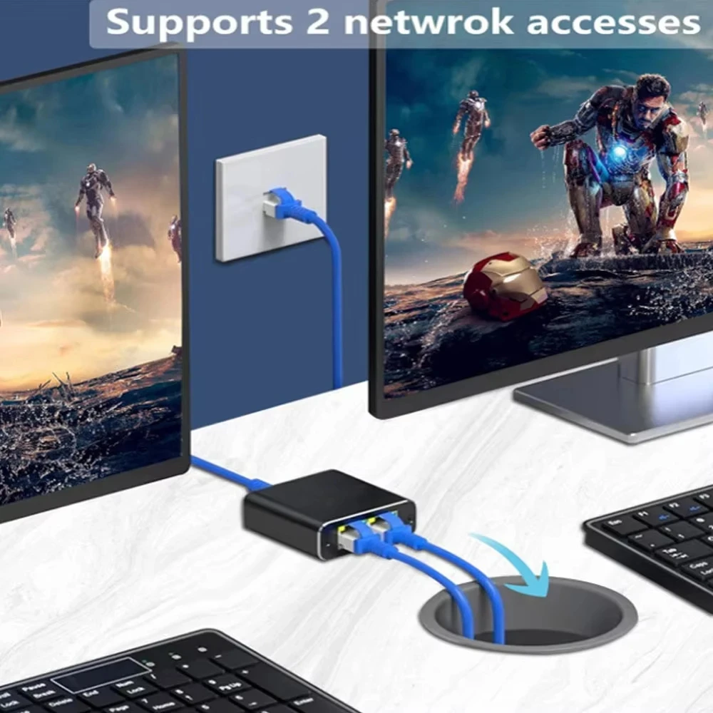 Gigabit 1000Mbps RJ45 Splitter 1 to 2 4 Ethernet Adapter Lan Connector Switch Coupler for PC Laptop TV Box Router Digital TV thumbnail 5