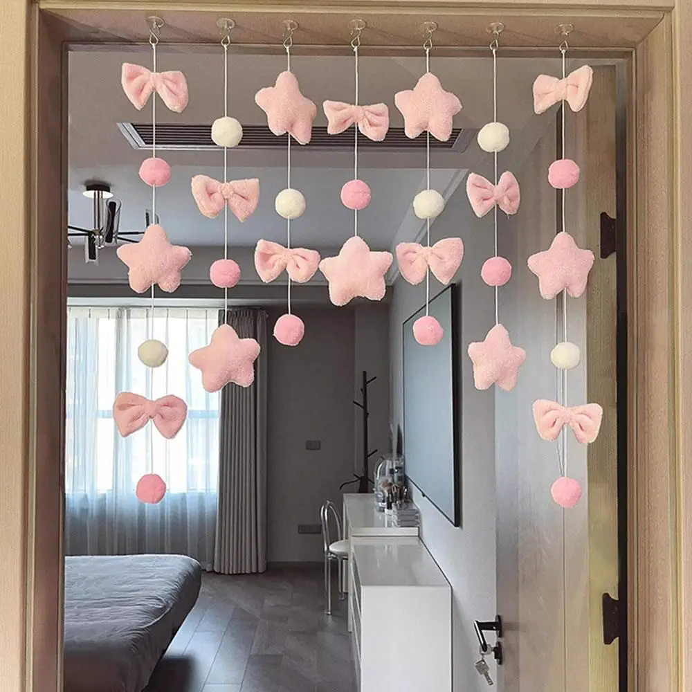 Bow Heart Shaped Curtain Partition Romantic Pink Tassel Door Curtain Living Room Divider String Partition Window Valance Decor thumbnail 2