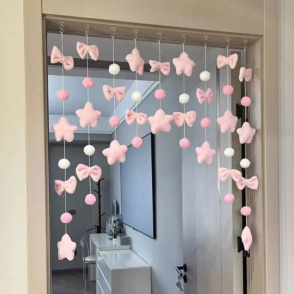 Bow Heart Shaped Curtain Partition Romantic Pink Tassel Door Curtain Living Room Divider String Partition Window Valance Decor thumbnail 4