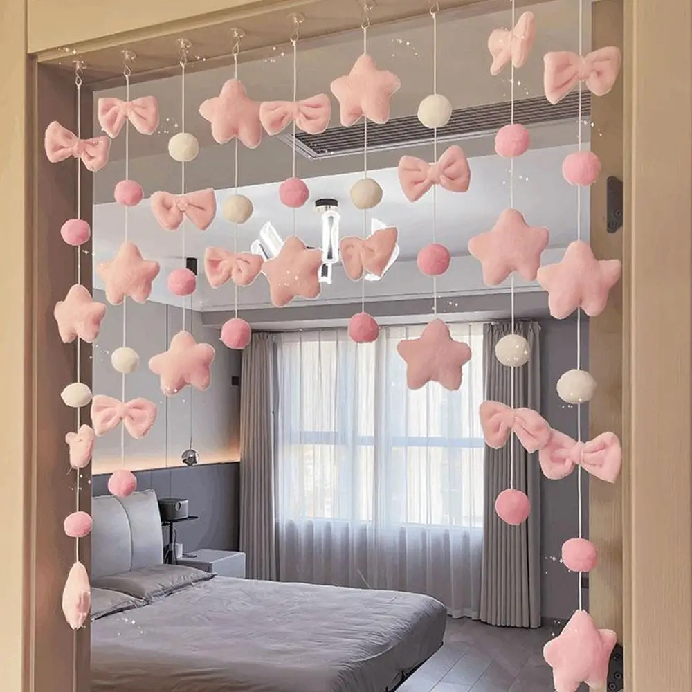 Bow Heart Shaped Curtain Partition Romantic Pink Tassel Door Curtain Living Room Divider String Partition Window Valance Decor thumbnail 3