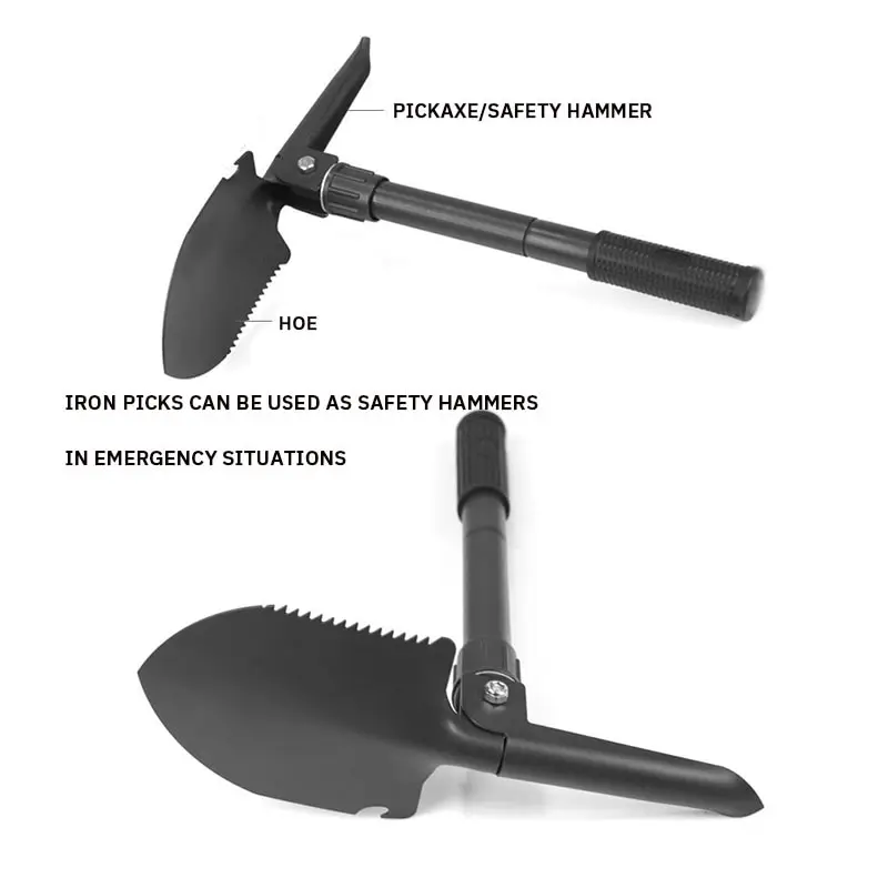 Foldable Portable Truck Mounted Engineer Shovel Camping Tent Outdoor Shovel Self-defense Survival Tool Compass Storage Bag thumbnail 4