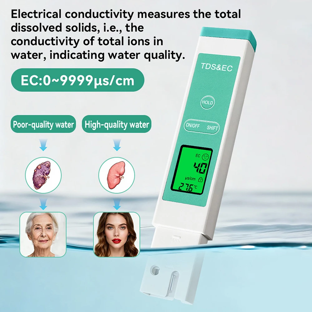 3 in 1 Digital Water Quality Tester TDS EC Temperature Water Quality Monitor Testing Pen For Drinking Water, Aquarium thumbnail 2