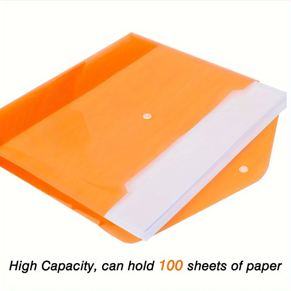 5/10/20pcs A4/Letter Size File Bags with Snap Button Closure - Durable PVC Document Folders for School, Office, File Organizer thumbnail 3