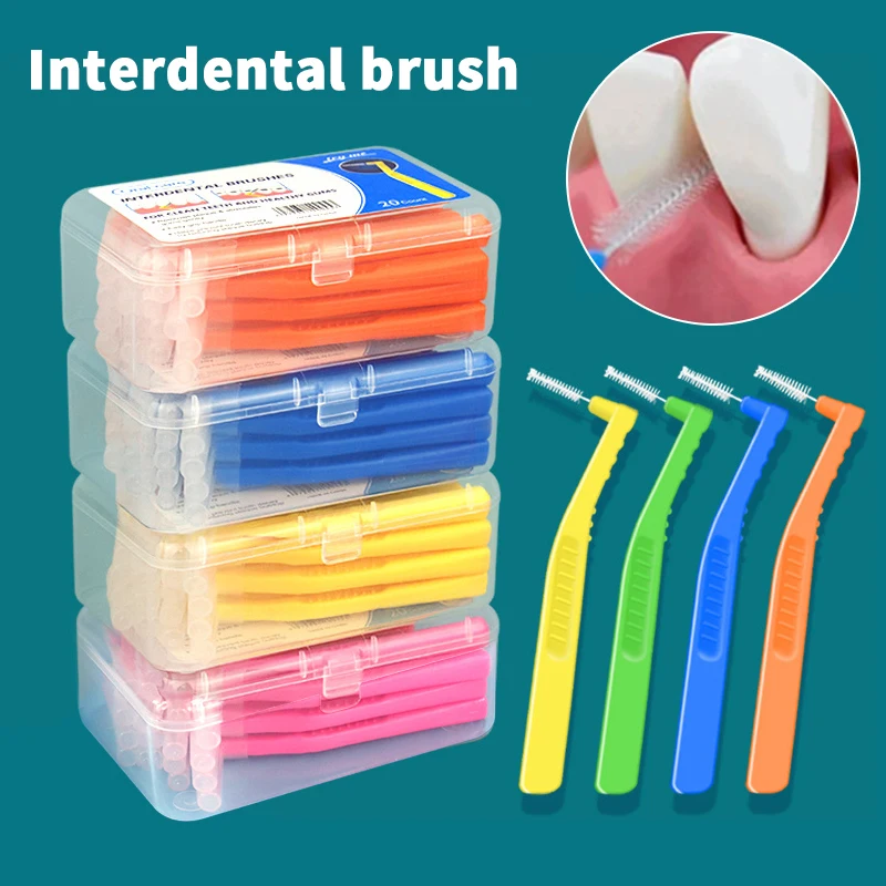 Hot! 20Pcs L Type Angled Interdental Brush Brush For Braces Micro Soft Brush For Dental Brackets Cleaning Short Handle Brushes thumbnail 2