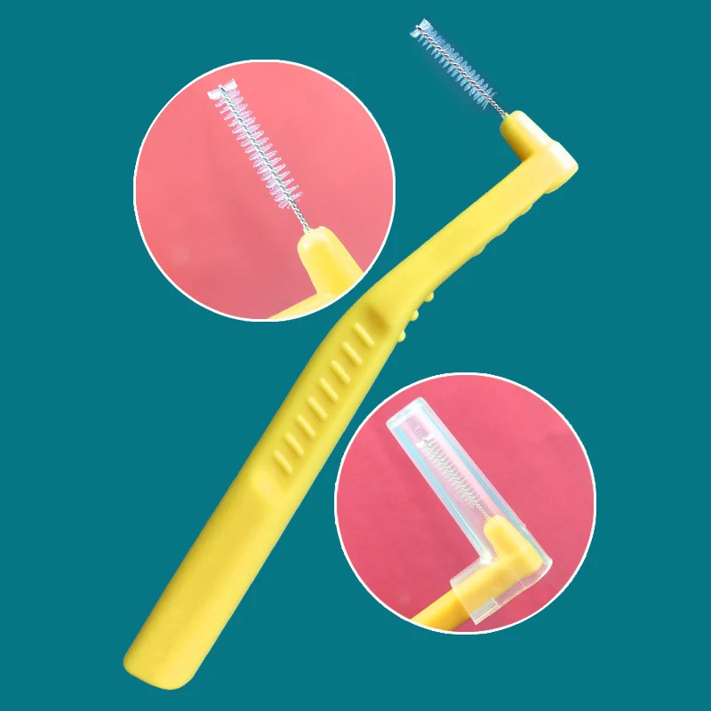 Hot! 20Pcs L Type Angled Interdental Brush Brush For Braces Micro Soft Brush For Dental Brackets Cleaning Short Handle Brushes thumbnail 3