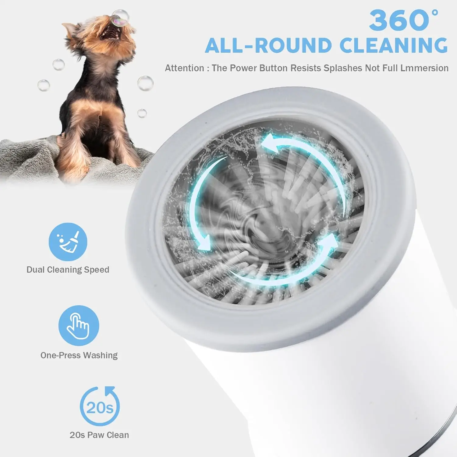 Pet Paw Cleaner 360° Full-Circle Automatic Pet Paw Cleaner Silicone Brush Head USB Rechargeable Pet Paw Cleaner Dogs Accessories thumbnail 2