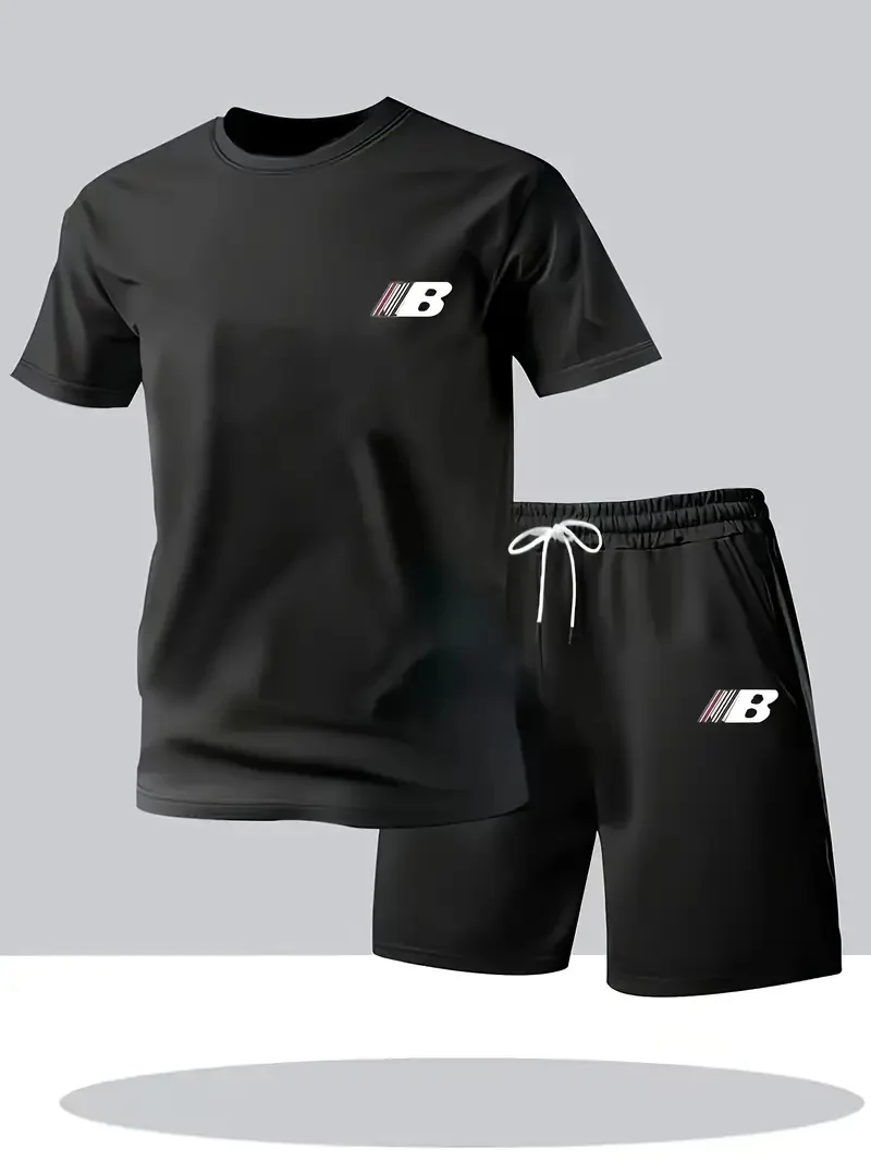 Men's Summer Breathable Sportswear Short Sleeve Shorts Set Lightweight Comfortable Sport Style Made in China thumbnail 2