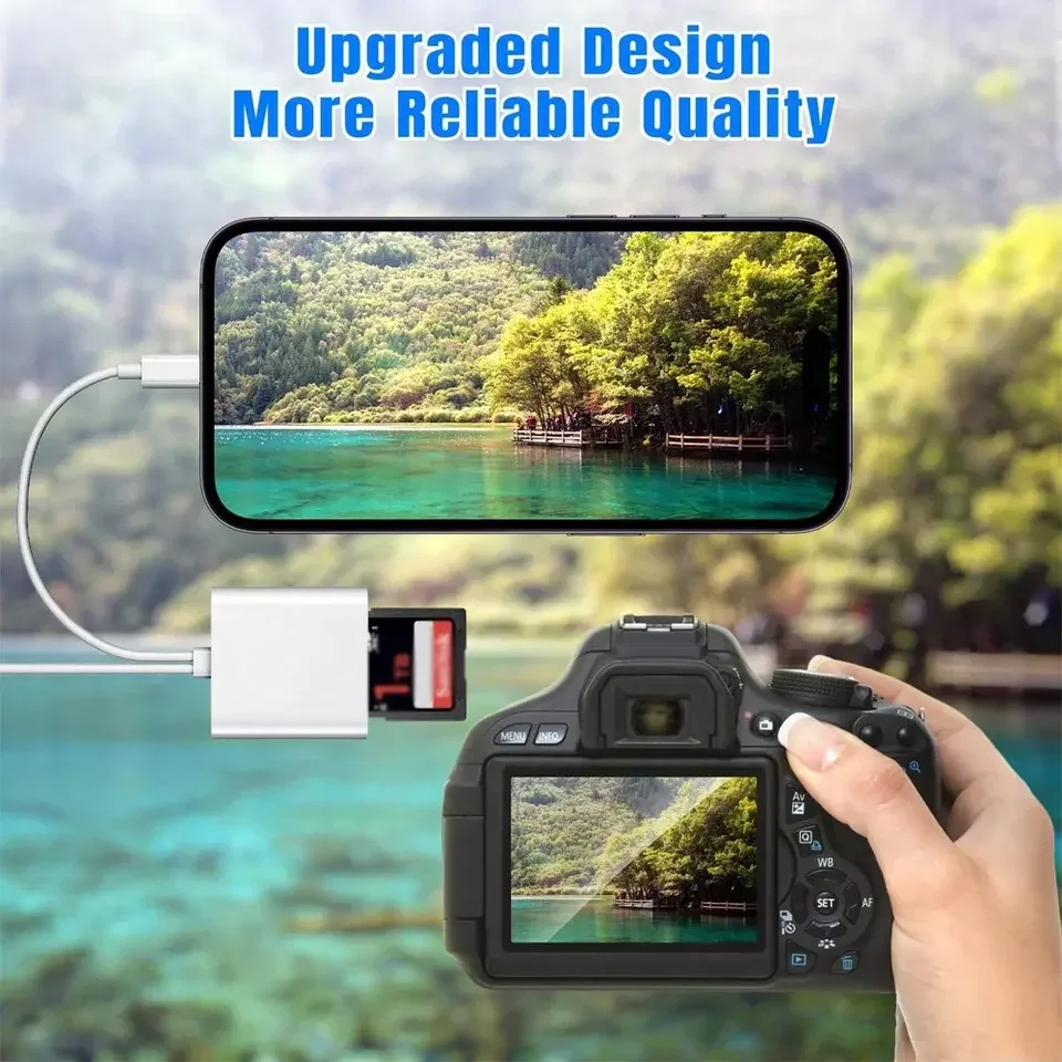 Lightning Type 2 In 1 OTG Card Reader to SD TF Memory Card Adapter For PC Laptop iPhone Multi Smart Cardreader No APP Requires thumbnail 5