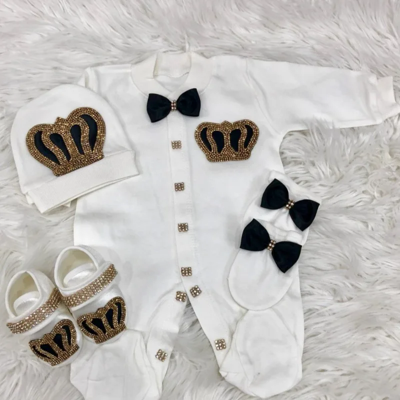Ins Handmade Baby Cute Lace Collar Climbing Suit 3-piece Set New Baby Baptism Clothes Newborn Baby Romper High Quality Clothes thumbnail 4