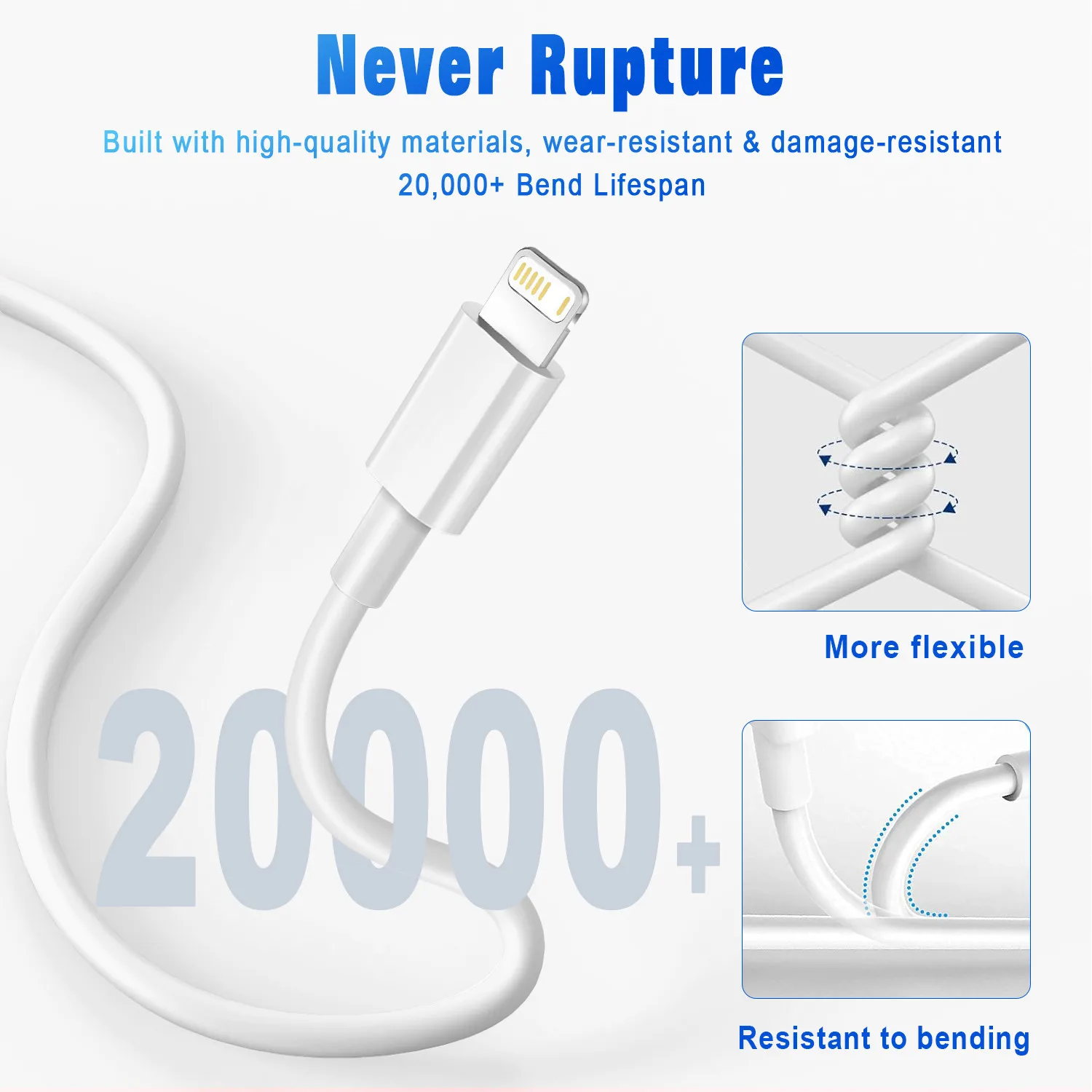 3A USB Cable Fast Charging Data Sync Cord for iPhone 14/13/12/11 pro Max/XR 6s/7/8 plus 3ft/6ft Lead Mobile Phone Charger Wire thumbnail 5