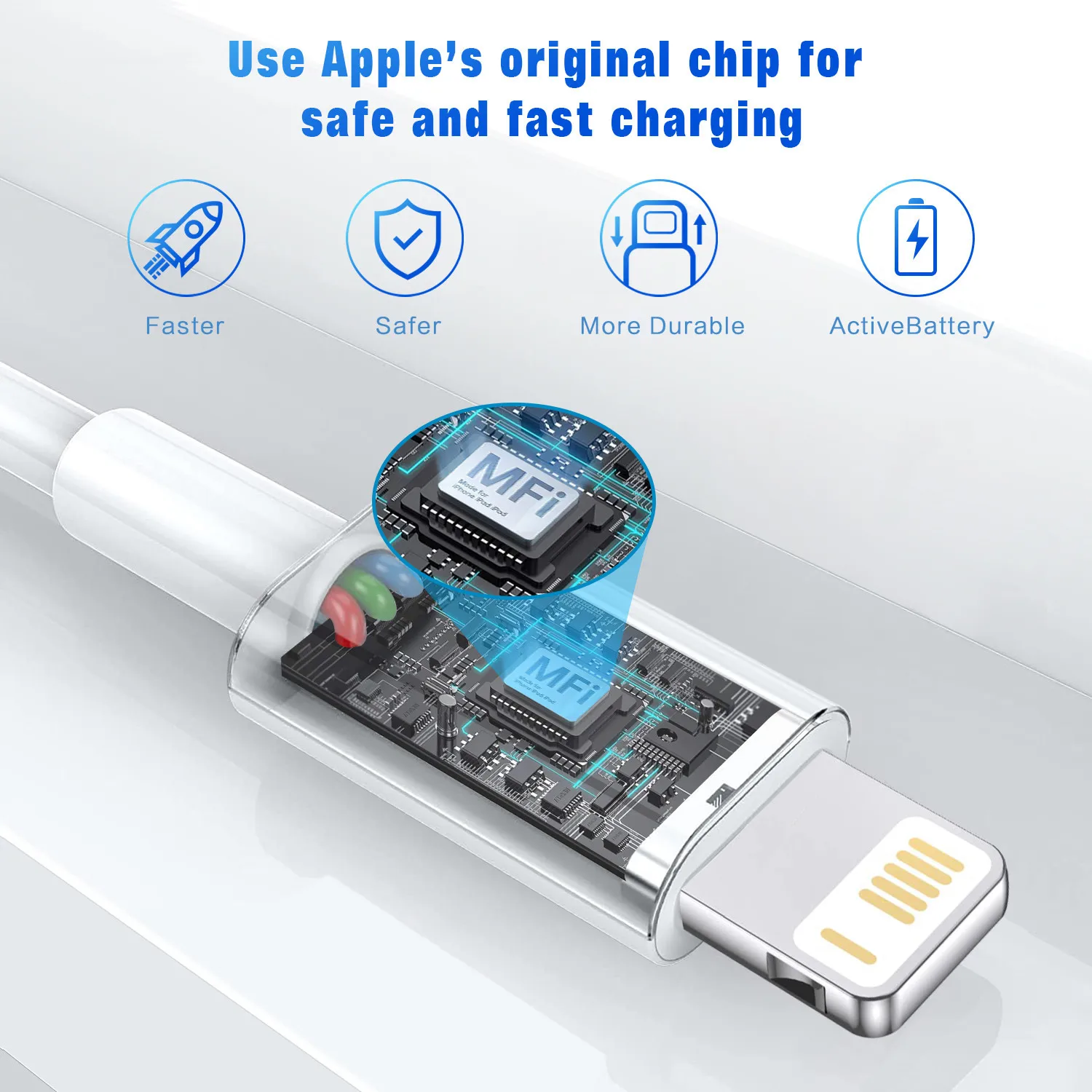3A USB Cable Fast Charging Data Sync Cord for iPhone 14/13/12/11 pro Max/XR 6s/7/8 plus 3ft/6ft Lead Mobile Phone Charger Wire thumbnail 4