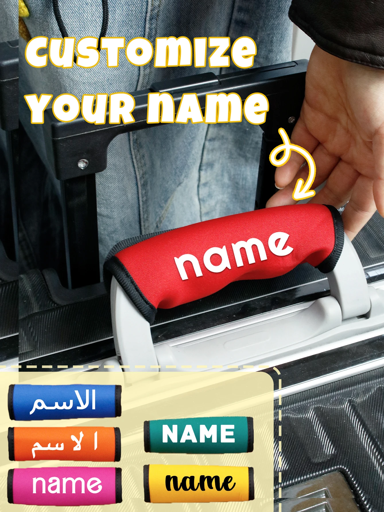 Custom Name Luggage Handle Wraps For Suitcase, Customized Luggage Identifiers, Customizable Velcro Handle Wrap,