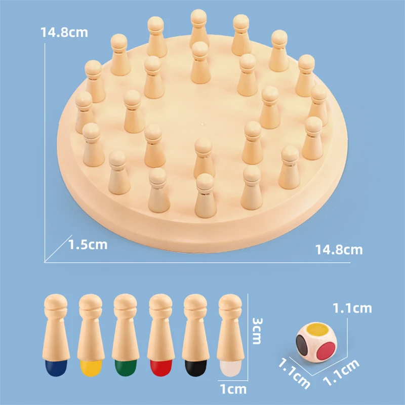 Wooden Memory Match Stick Chess Color Game Board Puzzles Montessori Educational Toy Cognitive Ability Learning Toys For Children thumbnail 2