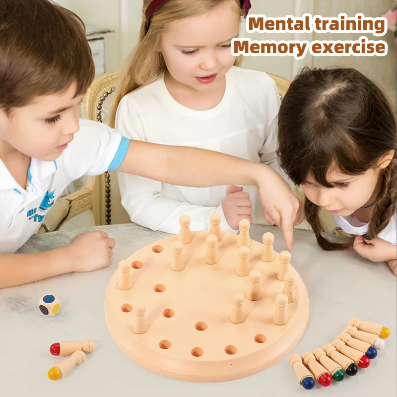 Wooden Memory Match Stick Chess Color Game Board Puzzles Montessori Educational Toy Cognitive Ability Learning Toys For Children thumbnail 5