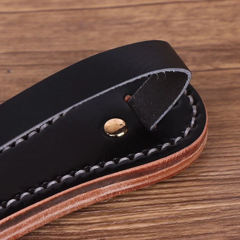 Leather Self-Defense Tool Brown Cowhide Lead Block Self-Defense Racket Cowhide Waist Massage Instrument For Travel Home Security thumbnail 2