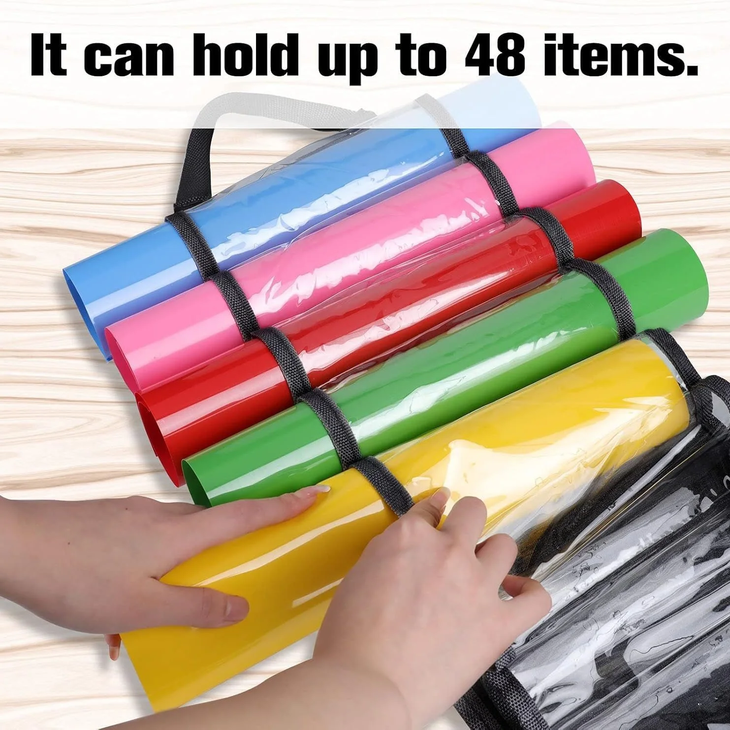 48 Vinyl Storage Organizer - Vinyl Roll Holder Wall Mount/Over The Door, Craft Vinyl Storage Rack, Hanging Storage with 48 Roll thumbnail 5