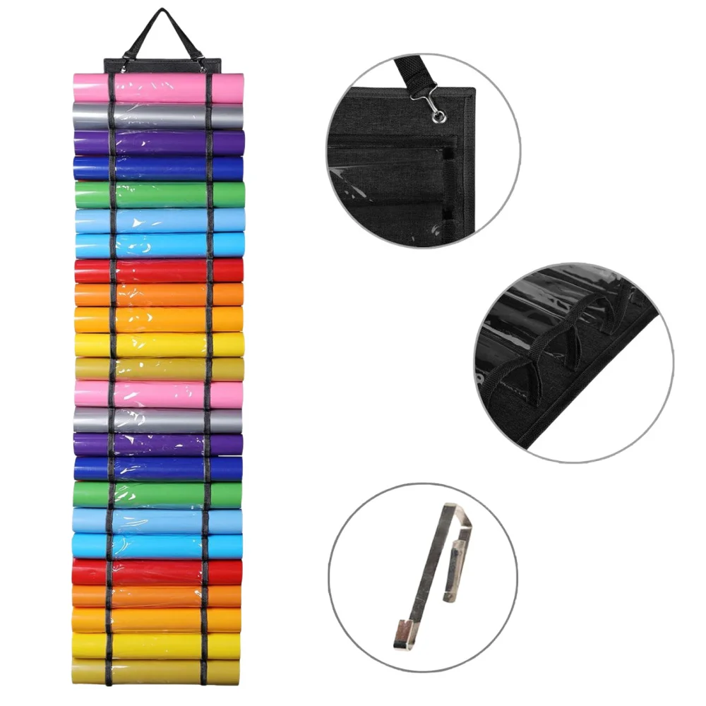 48 Vinyl Storage Organizer - Vinyl Roll Holder Wall Mount/Over The Door, Craft Vinyl Storage Rack, Hanging Storage with 48 Roll thumbnail 4