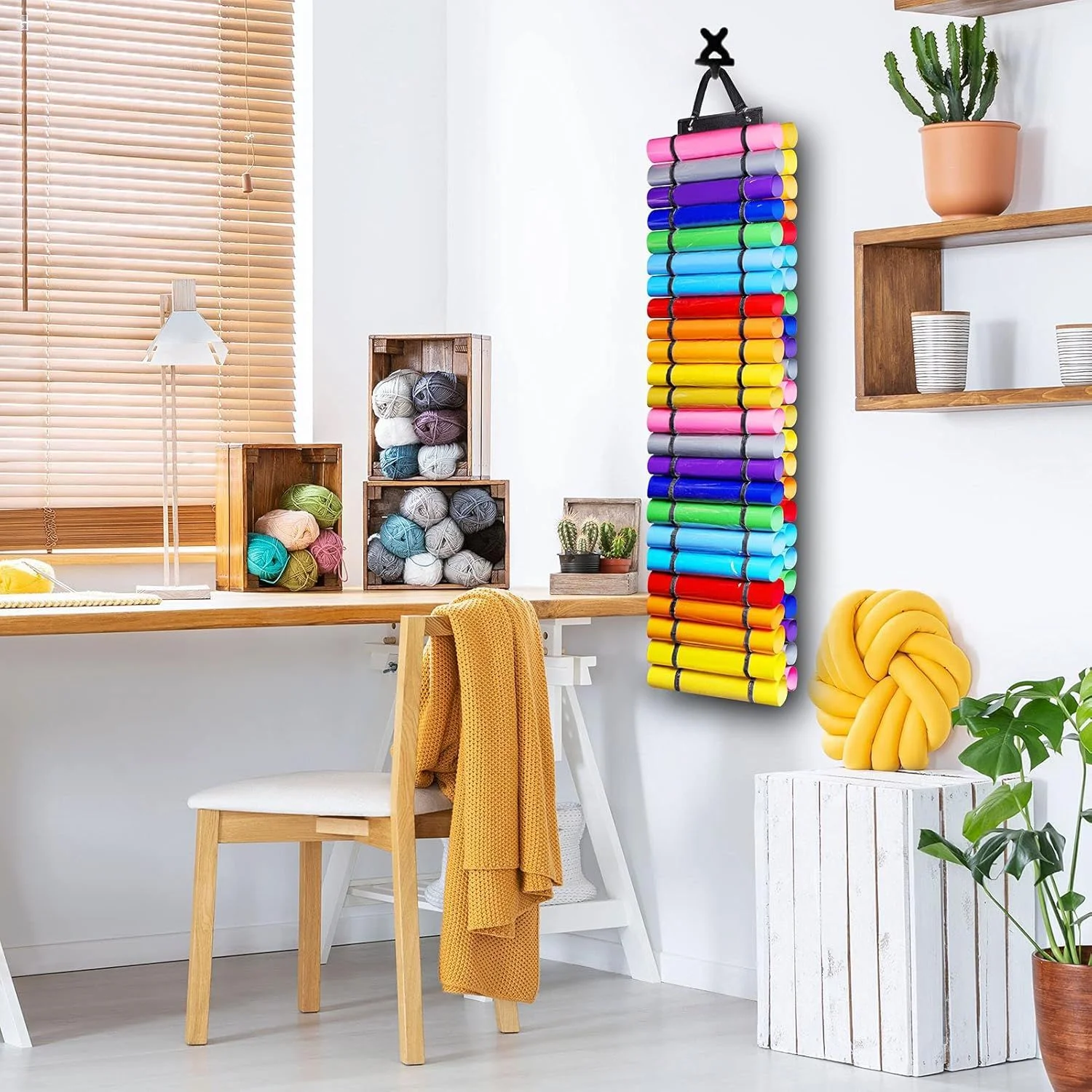 48 Vinyl Storage Organizer - Vinyl Roll Holder Wall Mount/Over The Door, Craft Vinyl Storage Rack, Hanging Storage with 48 Roll thumbnail 3