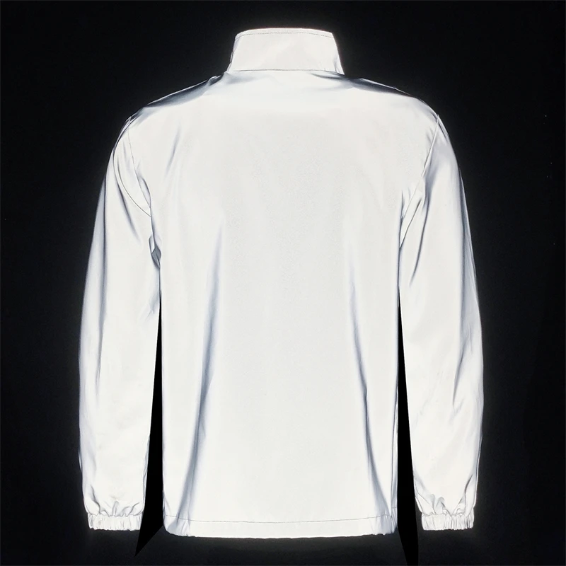 Night Reflective Jacket Men's Spring Casual Stand Collar Outdoor Windproof Jogger Cycling Safety Bright Coats Hip Hop Streetwear thumbnail 2