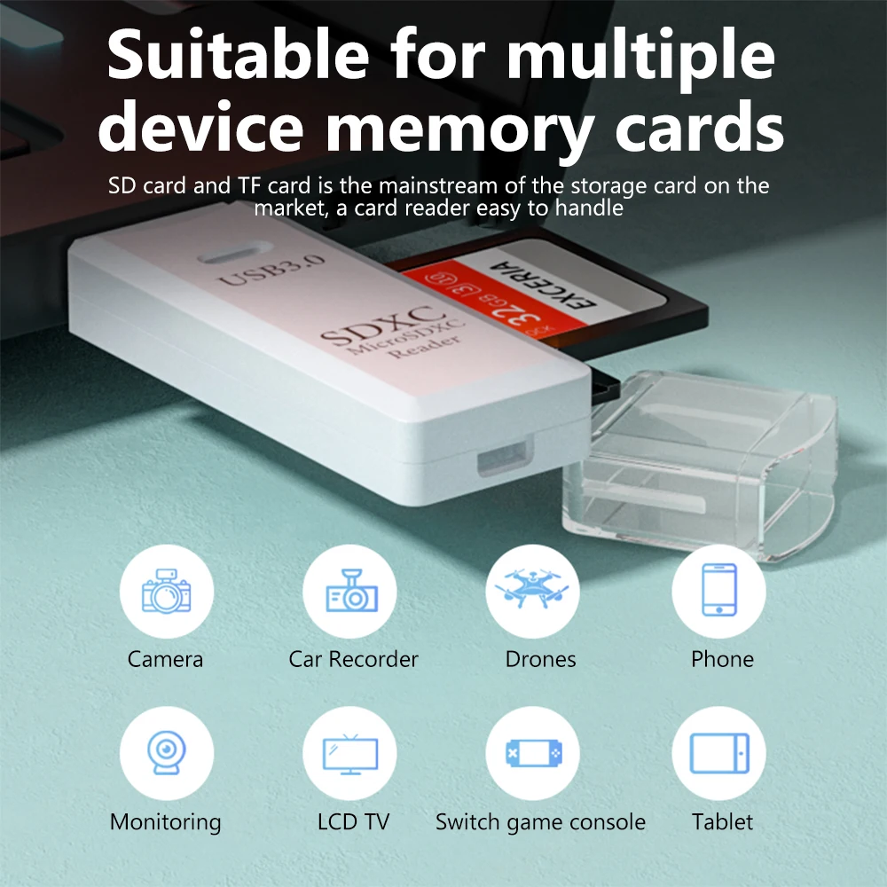 2 In 1 USB 3.0 Card Reader Portable Micro SD Card Reader USB 3.0 Adapter High Speed SD/TF Memory Card For PC Laptops Accessories thumbnail 6