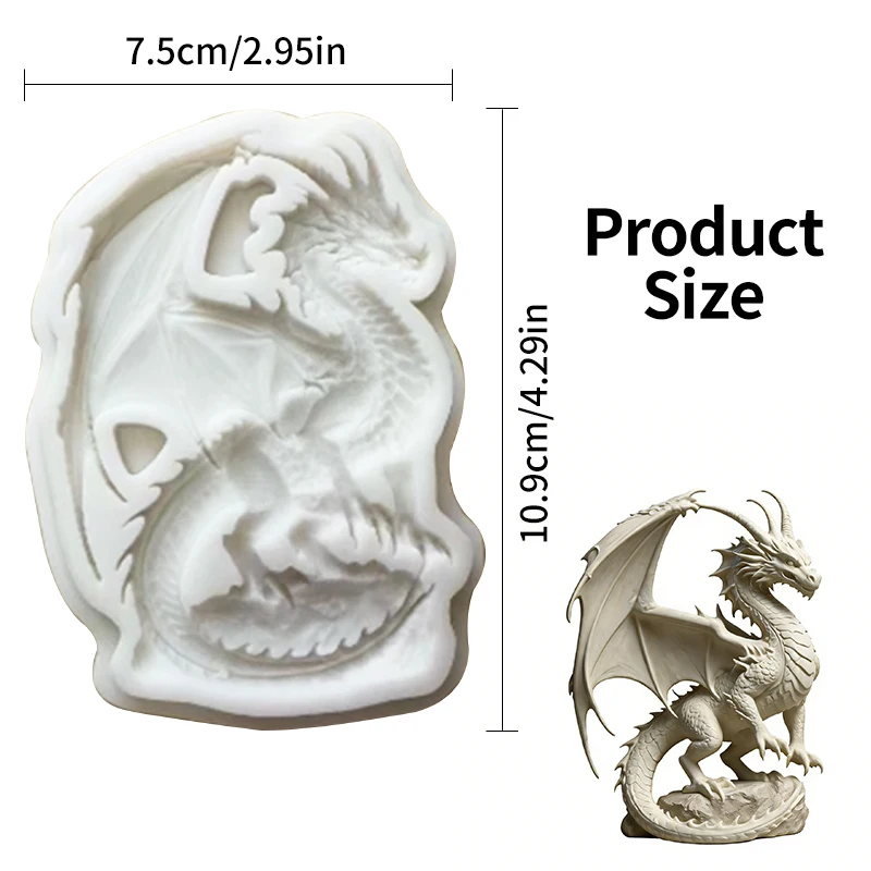 Fantasy Flying Dragon silicone mold, reusable resin mold, clay and gypsum mold, DIY decorative pendant handcrafted mold thumbnail 2