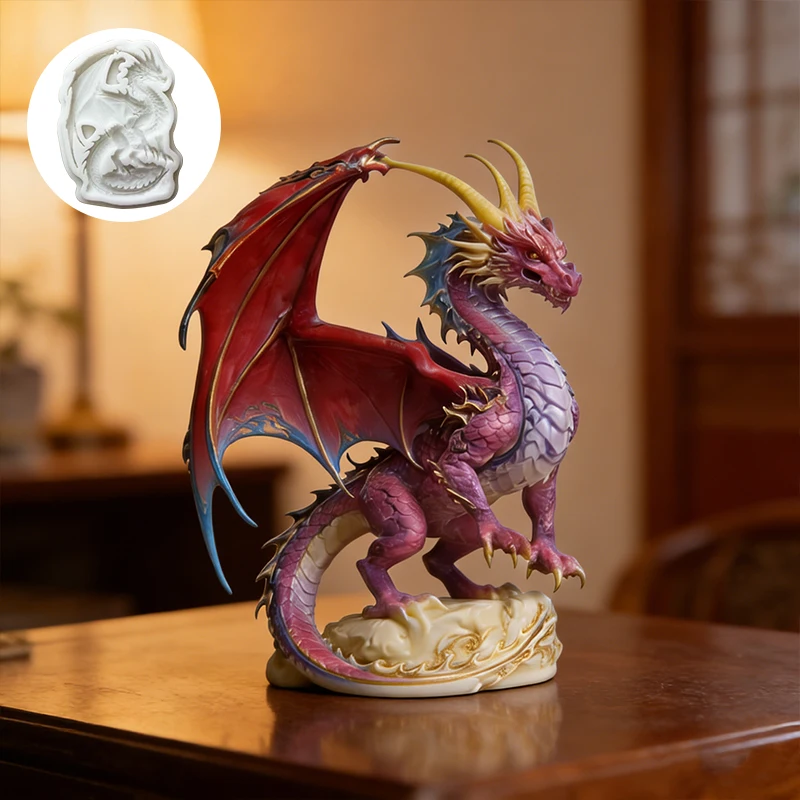 Fantasy Flying Dragon silicone mold, reusable resin mold, clay and gypsum mold, DIY decorative pendant handcrafted mold