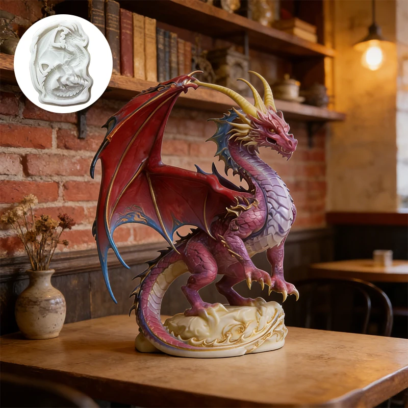 Fantasy Flying Dragon silicone mold, reusable resin mold, clay and gypsum mold, DIY decorative pendant handcrafted mold thumbnail 5